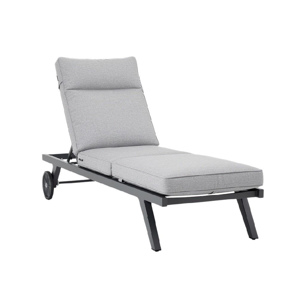 Adjustable Outdoor Lounger with Cushioned Seating and Wheels